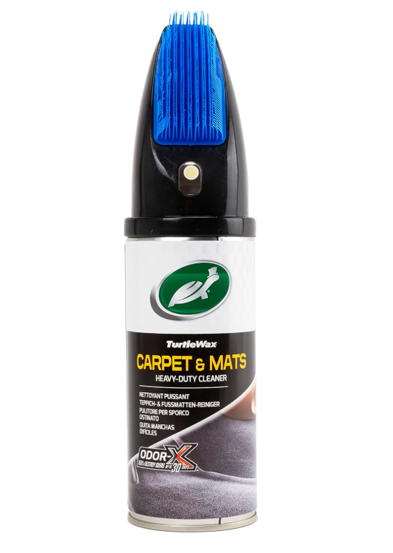 Limpiador potente Turtle Wax para alfombras y tapetes con eliminador de olores, cepillo integrado.